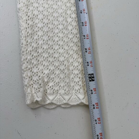 Odd Molly 337 Cardigan Sz 2 (Med) Cream Pointelle Knit Front Tie Dainty Fairy - Picture 15 of 15